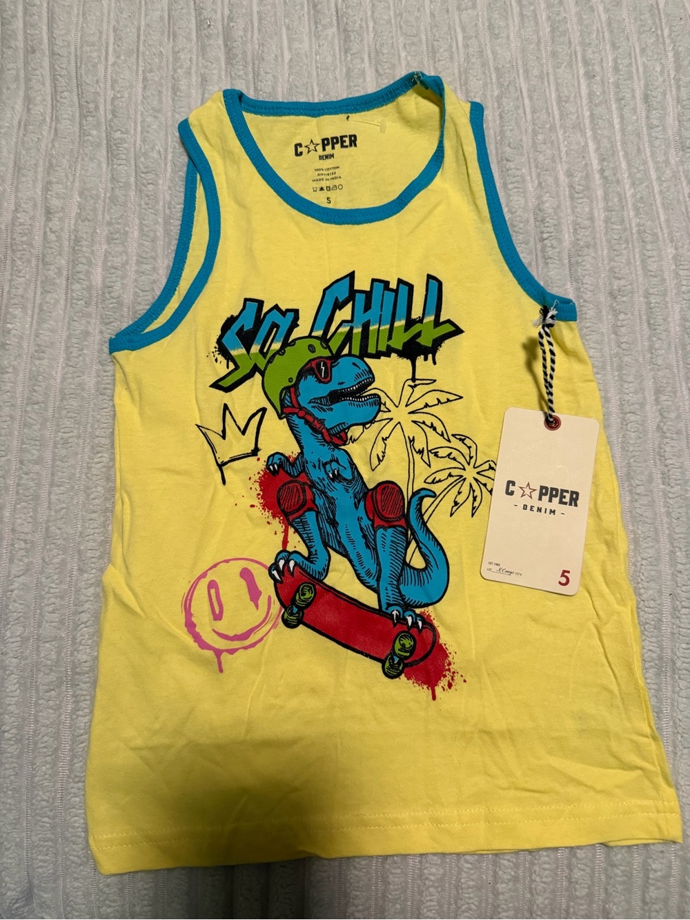 Copper Denim Boys' Yellow Dino Skate Tank Top